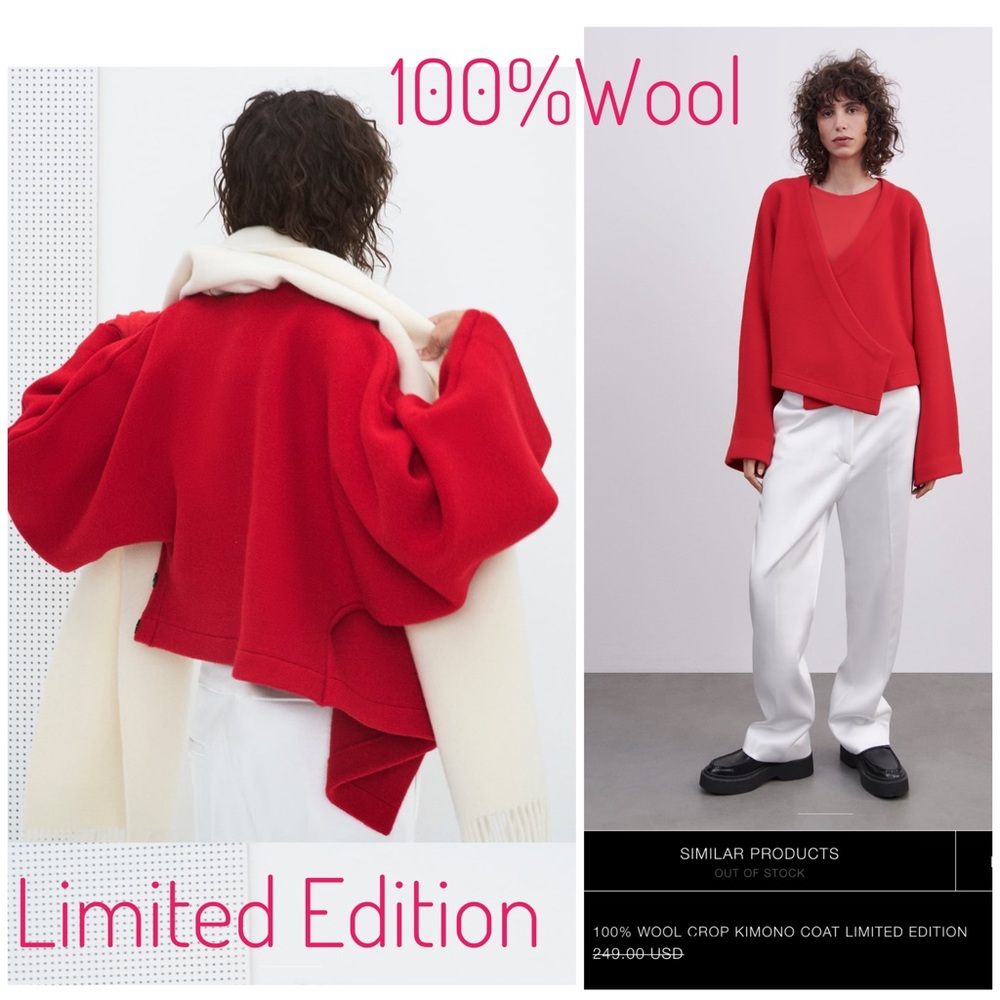 Zara 100% wool kimono coat limited edition